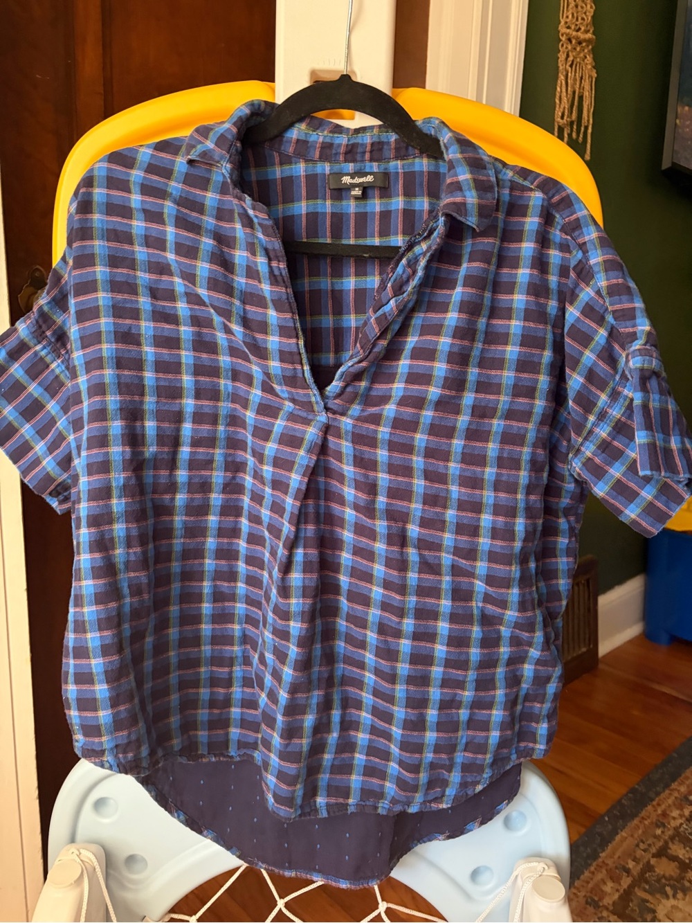 Madewell Plaid Flannel Short-Sleeve Blouse